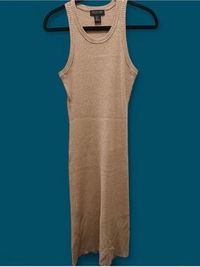 Rachel Zoe tan maxi dress ribbed stretch fitted fall workwear XS